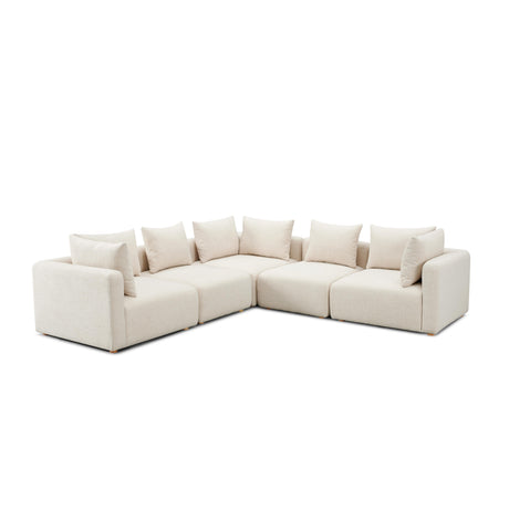 Hangover Textured Fabric 5-Piece Modular L-Sectional by TOV Furniture at Eve Furniture