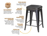 Hank 24″ Backless Counter Stool