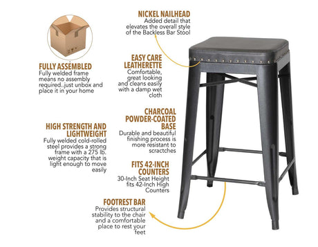 Hank 30″ Backless Bar Stool by Steve Silver at Eve Furniture
