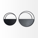 Hank Set of 2 Black Metal Hanging Wall Planters by Mercana at Eve Furniture