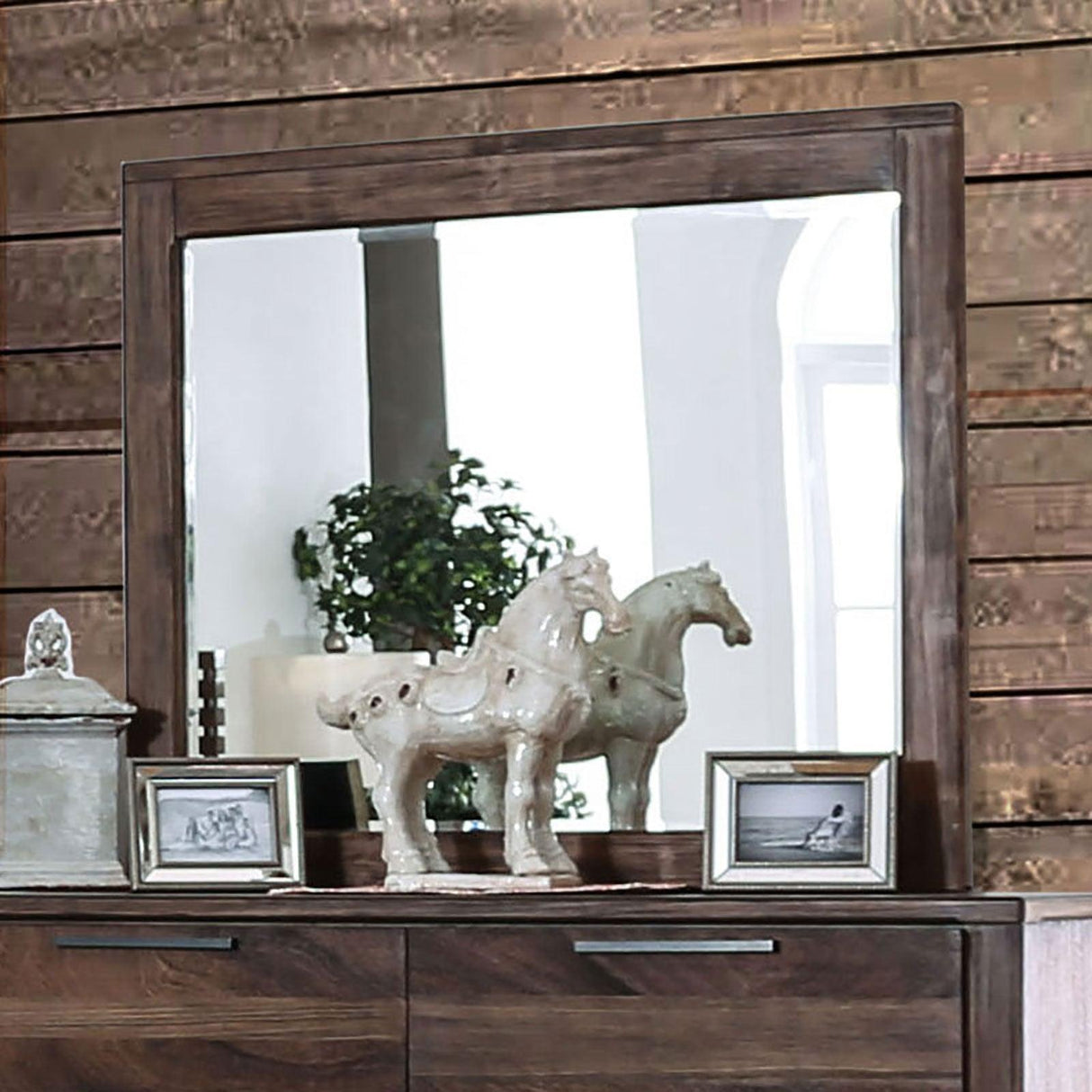 Hankinson Rustic Natural Tone Mirror by Furniture of America at Eve Furniture