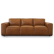 Hanky Mid-Century Modern Genuine Tan Leather Sofa by Ashcroft Furniture at Eve Furniture