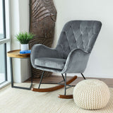 Hannah Mid Century Modern Rocking Chair In Dark Grey by Ashcroft Furniture at Eve Furniture
