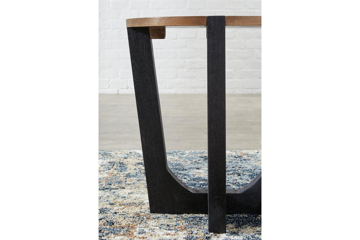 Hanneforth Brown/Black Coffee Table and 2 End Tables by Ashley at Eve Furniture