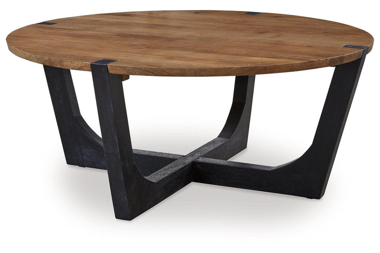 Hanneforth Brown/Black Coffee Table and 2 End Tables by Ashley at Eve Furniture