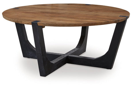 Hanneforth Brown/Black Coffee Table and 2 End Tables by Ashley at Eve Furniture