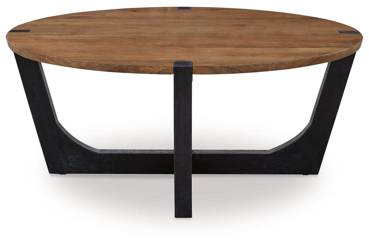 Hanneforth Brown/Black Coffee Table and 2 End Tables by Ashley at Eve Furniture