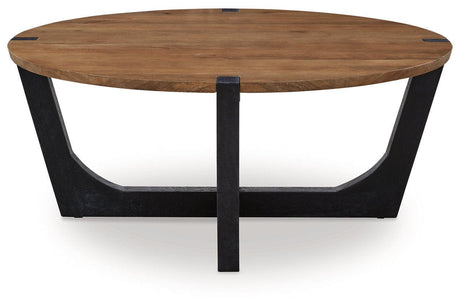 Hanneforth Brown/Black Coffee Table and 2 End Tables by Ashley at Eve Furniture
