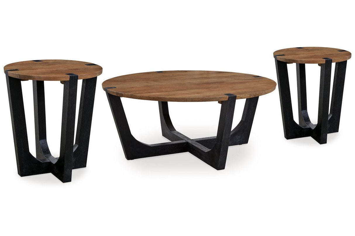 Hanneforth Brown/Black Coffee Table and 2 End Tables by Ashley at Eve Furniture
