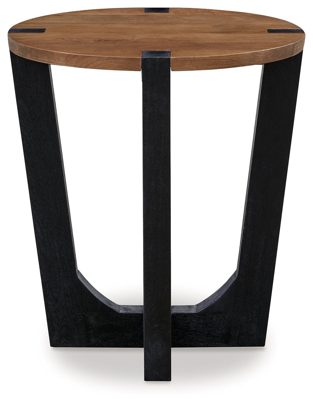Hanneforth Brown/Black End Table by Ashley at Eve Furniture