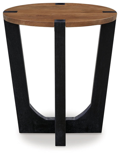 Hanneforth Brown/Black End Table by Ashley at Eve Furniture