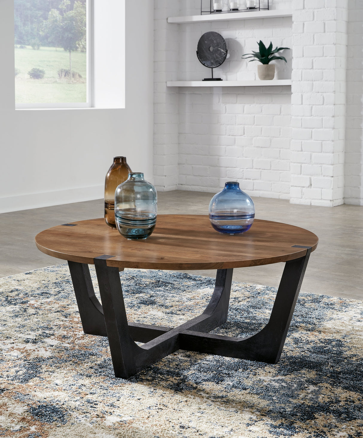 Hanneforth Coffee Table with 1 End Table in Brown/Black by Ashley at Eve Furniture