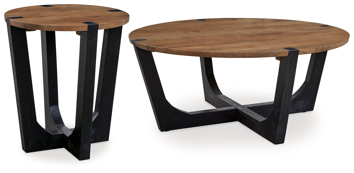 Hanneforth Coffee Table with 1 End Table in Brown/Black by Ashley at Eve Furniture