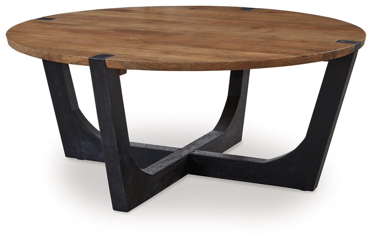 Hanneforth Coffee Table with 1 End Table in Brown/Black by Ashley at Eve Furniture