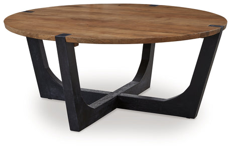 Hanneforth Coffee Table with 1 End Table in Brown/Black by Ashley at Eve Furniture