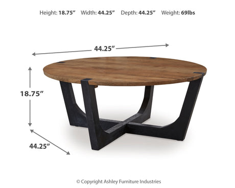 Hanneforth Coffee Table with 1 End Table in Brown/Black by Ashley at Eve Furniture