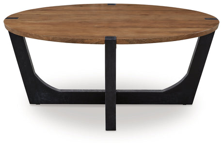 Hanneforth Coffee Table with 1 End Table in Brown/Black by Ashley at Eve Furniture
