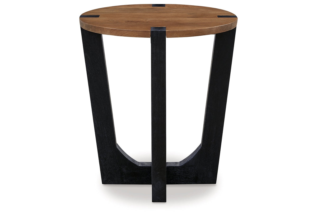 Hanneforth Coffee Table with 2 End Tables in Brown/Black by Ashley at Eve Furniture