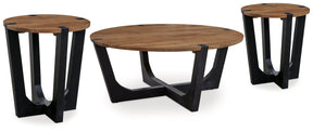 Hanneforth Coffee Table with 2 End Tables in Brown/Black by Ashley at Eve Furniture