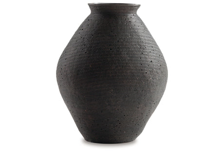 Hannela Antique Brown Vase by Ashley at Eve Furniture