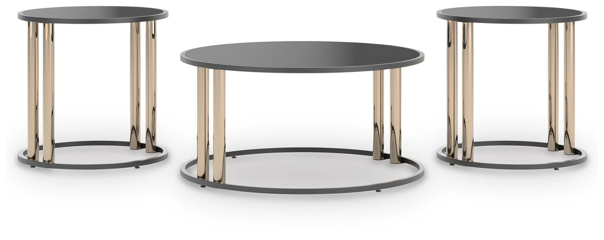 Hannerly Black/Gold Finish Table (Set of 3) by Ashley at Eve Furniture