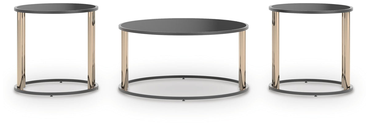 Hannerly Black/Gold Finish Table (Set of 3) by Ashley at Eve Furniture