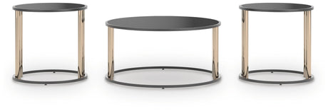 Hannerly Black/Gold Finish Table (Set of 3) by Ashley at Eve Furniture