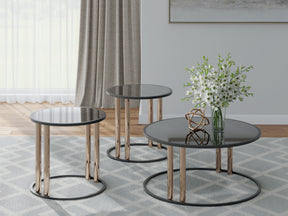 Hannerly Black/Gold Finish Table (Set of 3) by Ashley at Eve Furniture