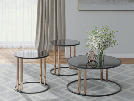 Hannerly Black/Gold Finish Table (Set of 3) by Ashley at Eve Furniture