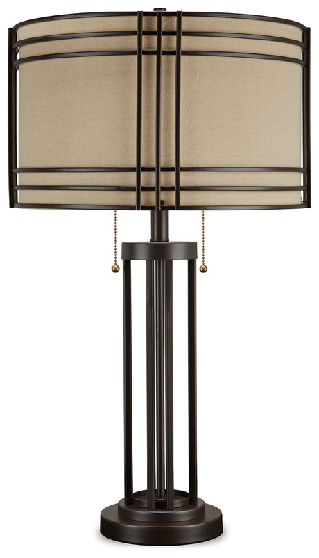 Hanswell 2-Piece Table Lamp Set in Dark Brown by Ashley at Eve Furniture