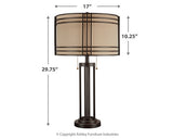 Hanswell 2-Piece Table Lamp Set in Dark Brown by Ashley at Eve Furniture