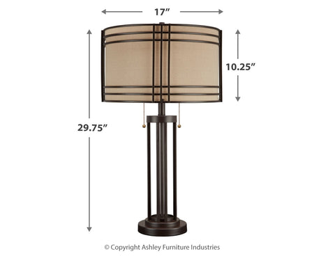 Hanswell 2-Piece Table Lamp Set in Dark Brown by Ashley at Eve Furniture