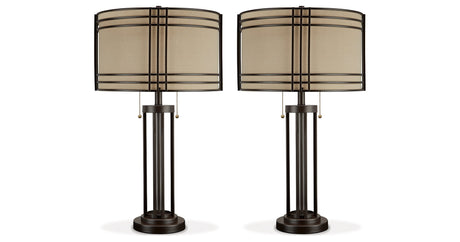 Hanswell 2-Piece Table Lamp Set in Dark Brown by Ashley at Eve Furniture