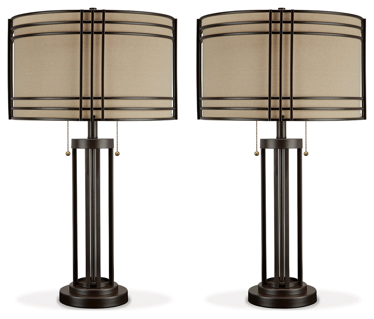 Hanswell 2-Piece Table Lamp Set in Dark Brown by Ashley at Eve Furniture