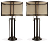Hanswell 2-Piece Table Lamp Set in Dark Brown by Ashley at Eve Furniture