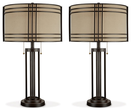 Hanswell 2-Piece Table Lamp Set in Dark Brown by Ashley at Eve Furniture