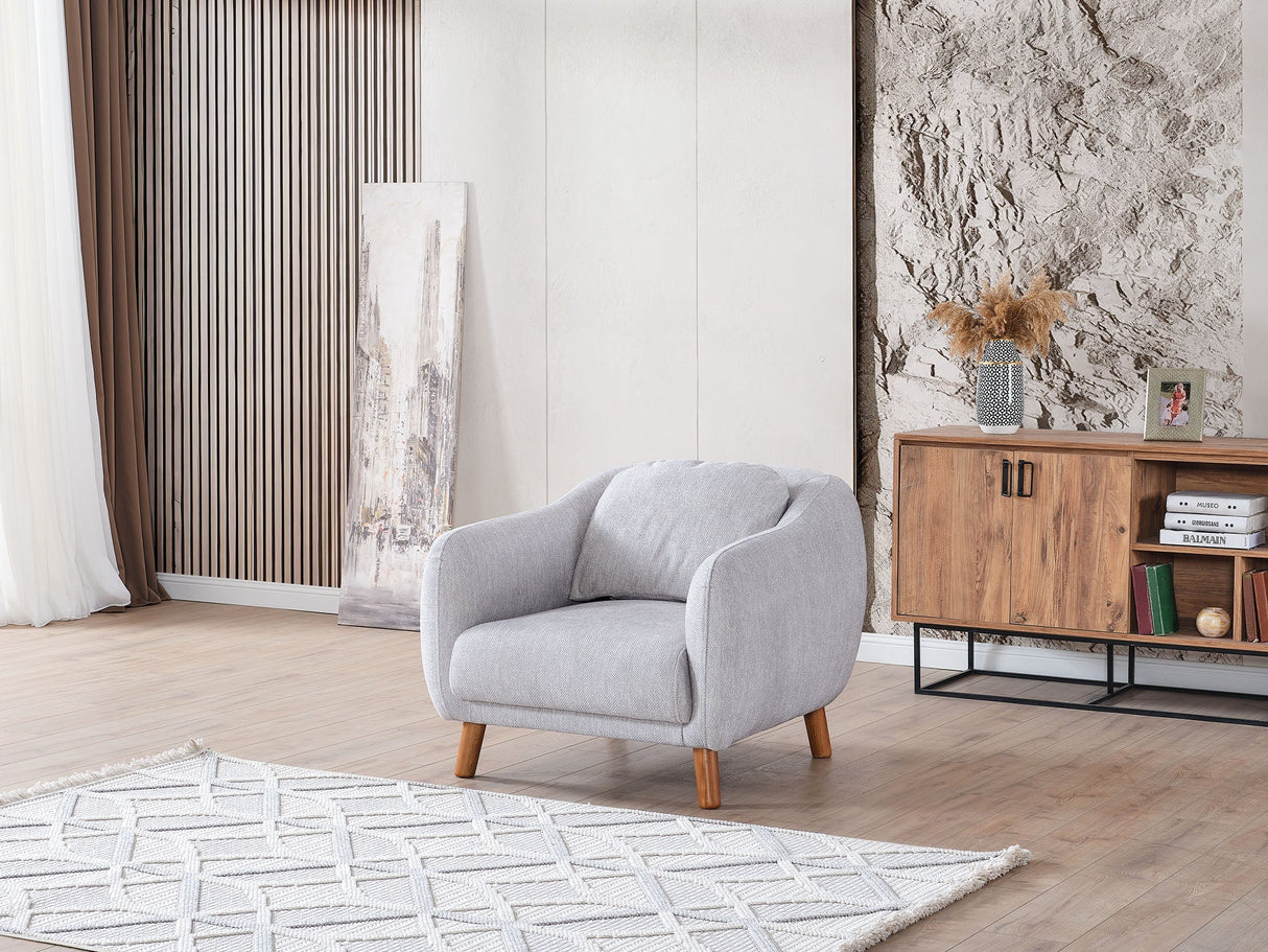 Happy 4-pieces (2 Sofa & 2 Chair) Livingroom Set in Grey by Furnia at Eve Furniture