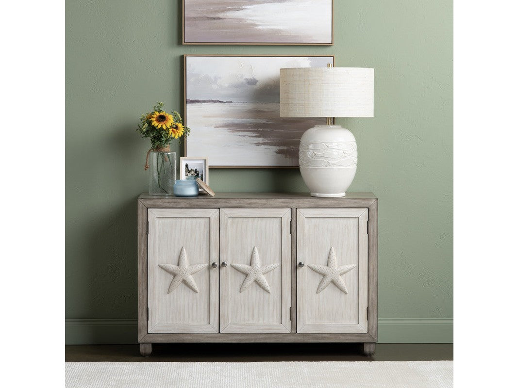 Harbor Brown/White Three-Door Sideboard by Crestview at Eve Furniture