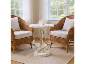 Harbor White/Brown Accent Table by Crestview at Eve Furniture