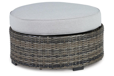 Harbor Court Gray Ottoman with Cushion by Ashley at Eve Furniture