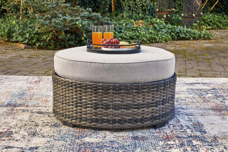 Harbor Court Gray Ottoman with Cushion by Ashley at Eve Furniture