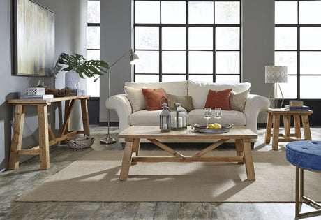 Harby Reclaimed Wood Rectangular Coffee Table in Rustic Tawny by Modus Furniture at Eve Furniture