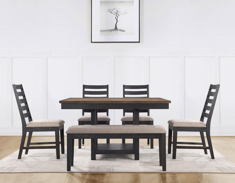 Harington 6-Piece Dining Set(Table,Bench & 4 Side Chairs) by Steve Silver at Eve Furniture