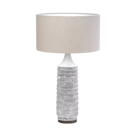 Harlan Beige-Toned Fabric Shade Gray Concrete Base Table Lamp by Mercana at Eve Furniture