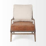 Harman II Cream Fabric and Brown Leather Seat Accent Chair by Mercana at Eve Furniture