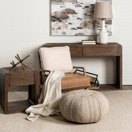 Harman II Cream Fabric and Brown Leather Seat Accent Chair by Mercana at Eve Furniture