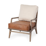 Harman II Cream Fabric and Brown Leather Seat Accent Chair by Mercana at Eve Furniture