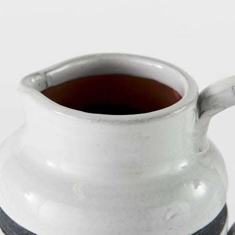 Harmon I Small White w/ Charcoal Stripes Ceramic Jug by Mercana at Eve Furniture