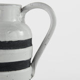 Harmon I Small White w/ Charcoal Stripes Ceramic Jug by Mercana at Eve Furniture