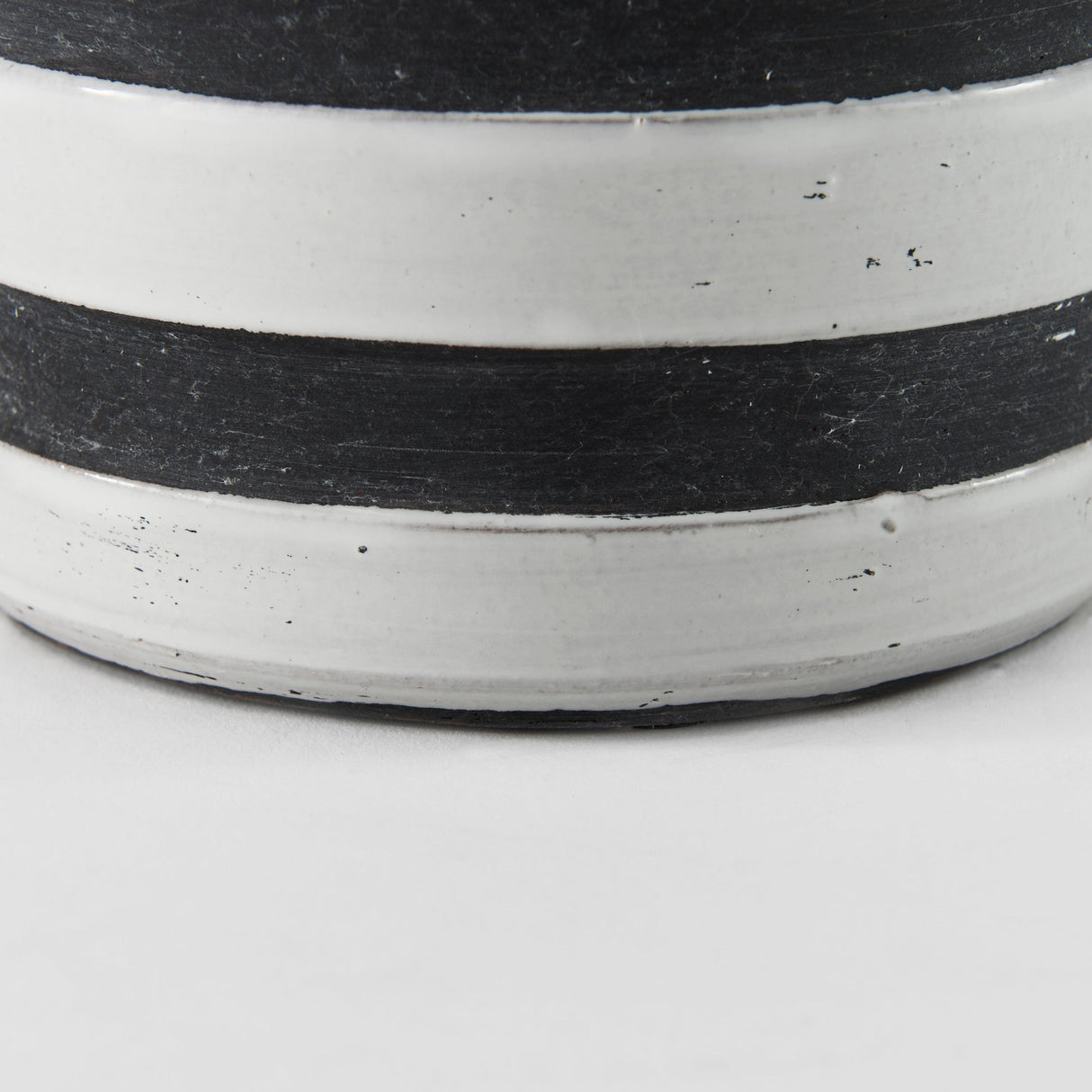 Harmon I Small White w/ Charcoal Stripes Ceramic Jug by Mercana at Eve Furniture